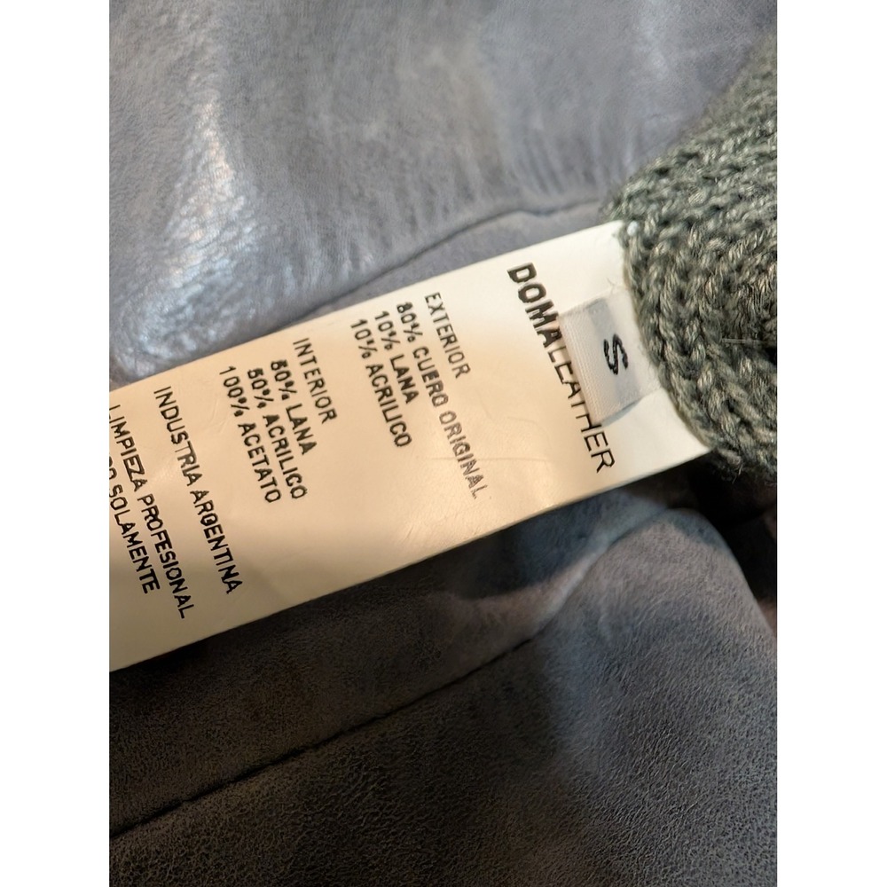 Elegant Gray Leather Jacket with Green Accents - Picture 4 of 6